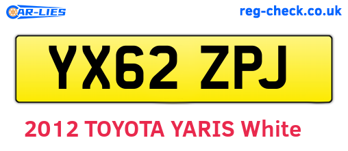 YX62ZPJ are the vehicle registration plates.
