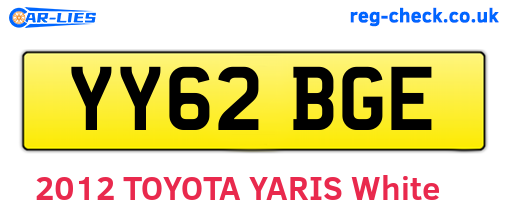 YY62BGE are the vehicle registration plates.