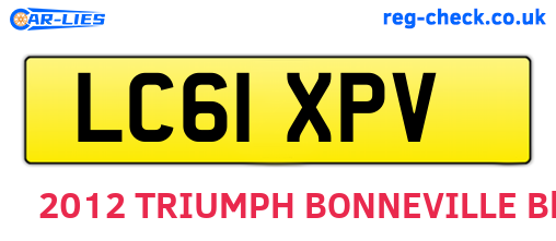 LC61XPV are the vehicle registration plates.