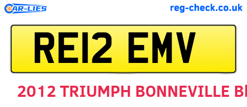 RE12EMV are the vehicle registration plates.
