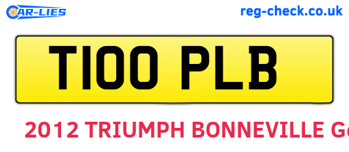 T100PLB are the vehicle registration plates.