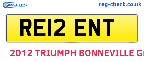 RE12ENT are the vehicle registration plates.