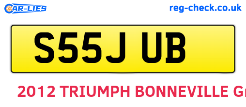 S55JUB are the vehicle registration plates.