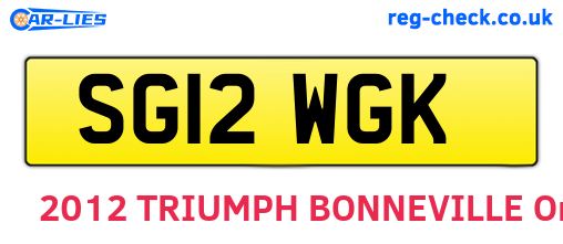 SG12WGK are the vehicle registration plates.