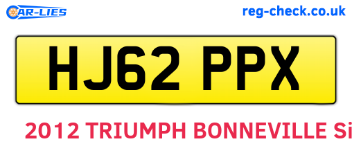 HJ62PPX are the vehicle registration plates.