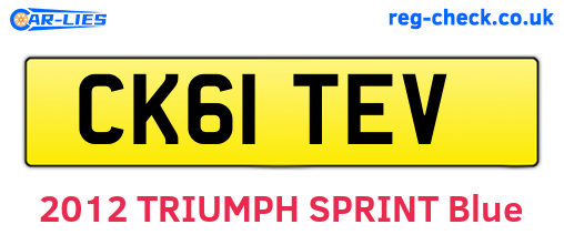 CK61TEV are the vehicle registration plates.
