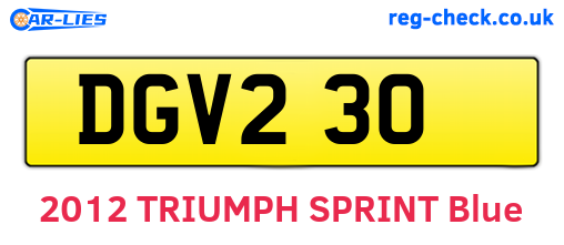DGV230 are the vehicle registration plates.