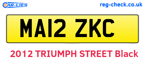 MA12ZKC are the vehicle registration plates.