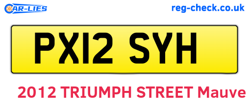 PX12SYH are the vehicle registration plates.