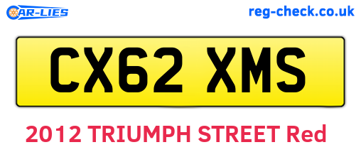 CX62XMS are the vehicle registration plates.