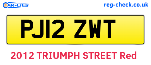 PJ12ZWT are the vehicle registration plates.