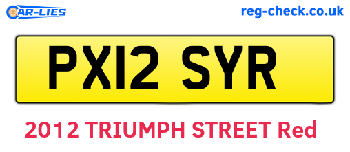 PX12SYR are the vehicle registration plates.
