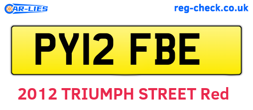 PY12FBE are the vehicle registration plates.