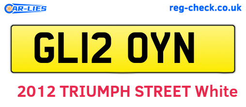 GL12OYN are the vehicle registration plates.