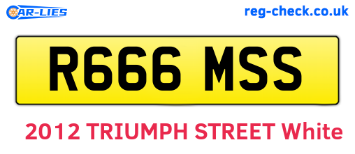 R666MSS are the vehicle registration plates.