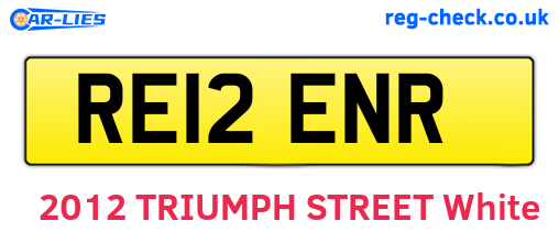 RE12ENR are the vehicle registration plates.