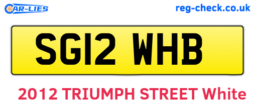 SG12WHB are the vehicle registration plates.