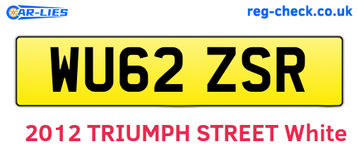 WU62ZSR are the vehicle registration plates.