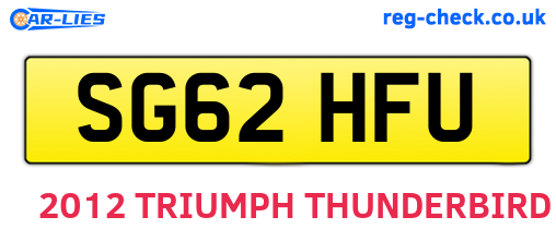 SG62HFU are the vehicle registration plates.