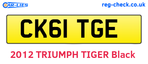 CK61TGE are the vehicle registration plates.