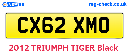 CX62XMO are the vehicle registration plates.