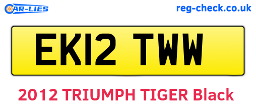 EK12TWW are the vehicle registration plates.
