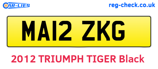 MA12ZKG are the vehicle registration plates.
