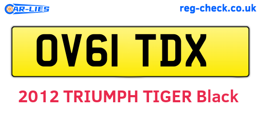 OV61TDX are the vehicle registration plates.
