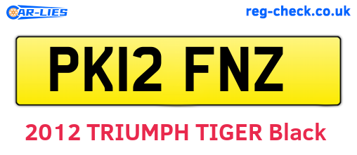PK12FNZ are the vehicle registration plates.