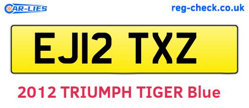EJ12TXZ are the vehicle registration plates.