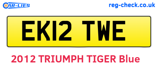 EK12TWE are the vehicle registration plates.