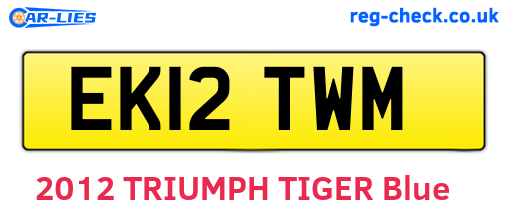 EK12TWM are the vehicle registration plates.