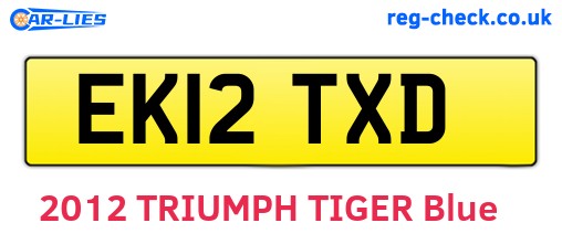 EK12TXD are the vehicle registration plates.