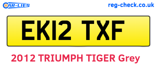 EK12TXF are the vehicle registration plates.