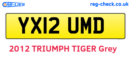 YX12UMD are the vehicle registration plates.