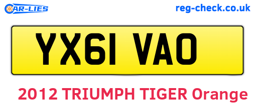 YX61VAO are the vehicle registration plates.