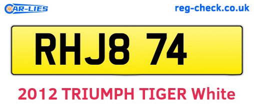 RHJ874 are the vehicle registration plates.
