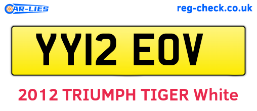 YY12EOV are the vehicle registration plates.