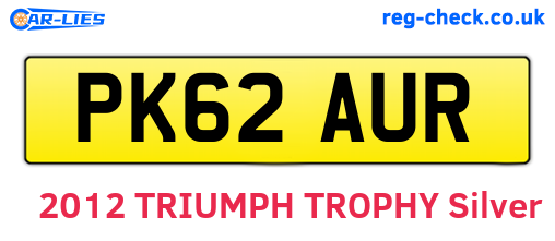 PK62AUR are the vehicle registration plates.