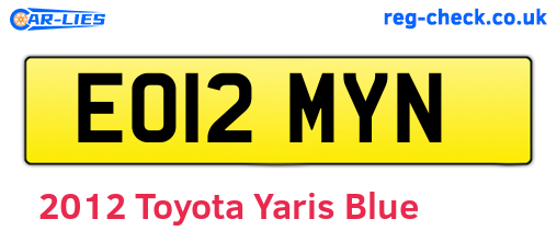 Blue 2012 Toyota Yaris (EO12MYN)