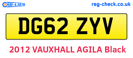 DG62ZYV are the vehicle registration plates.