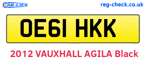 OE61HKK are the vehicle registration plates.