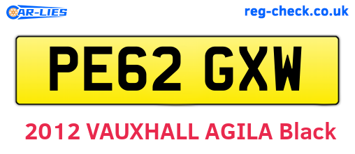 PE62GXW are the vehicle registration plates.