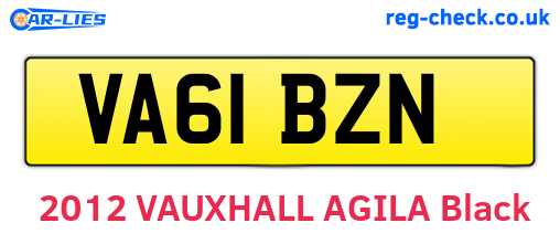 VA61BZN are the vehicle registration plates.