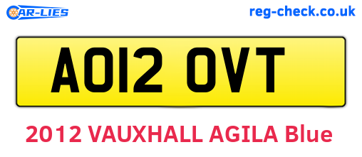 AO12OVT are the vehicle registration plates.