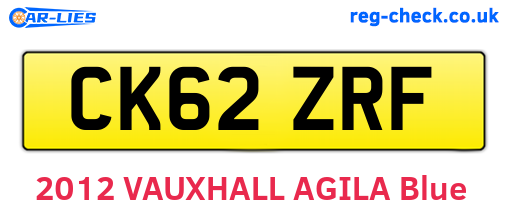 CK62ZRF are the vehicle registration plates.
