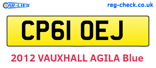 CP61OEJ are the vehicle registration plates.