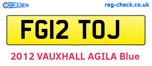 FG12TOJ are the vehicle registration plates.