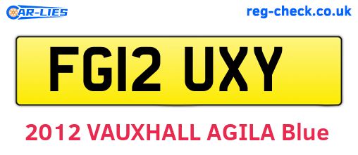 FG12UXY are the vehicle registration plates.