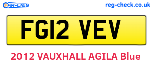 FG12VEV are the vehicle registration plates.